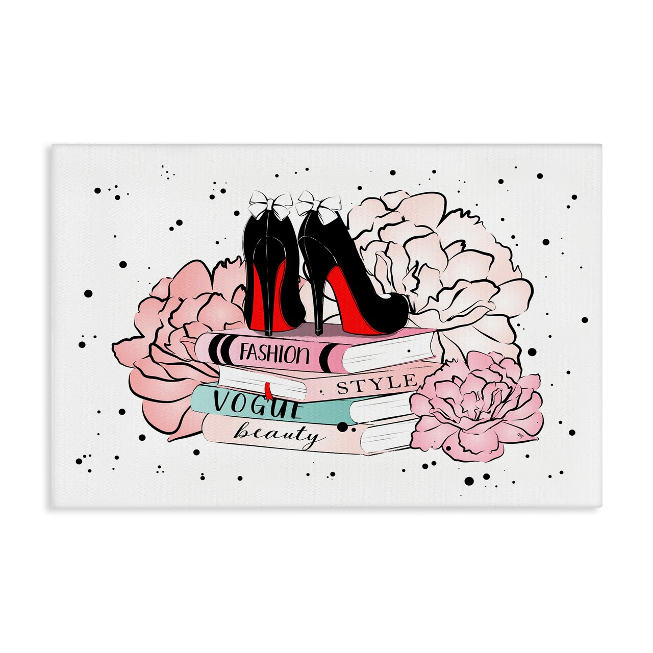 Stupell Industries Floral Fashion Books Canvas Wall Art Design by Martina Pavlova